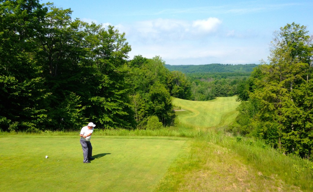The land used for No. 8, a downhill par-5 with a stunning view, is where Manitou Passage got its name.